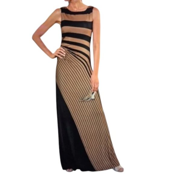 Soft Surroundings Here to Infinity Maxi Dress Stripe Stretch Jersey Size Large - Picture 1 of 13